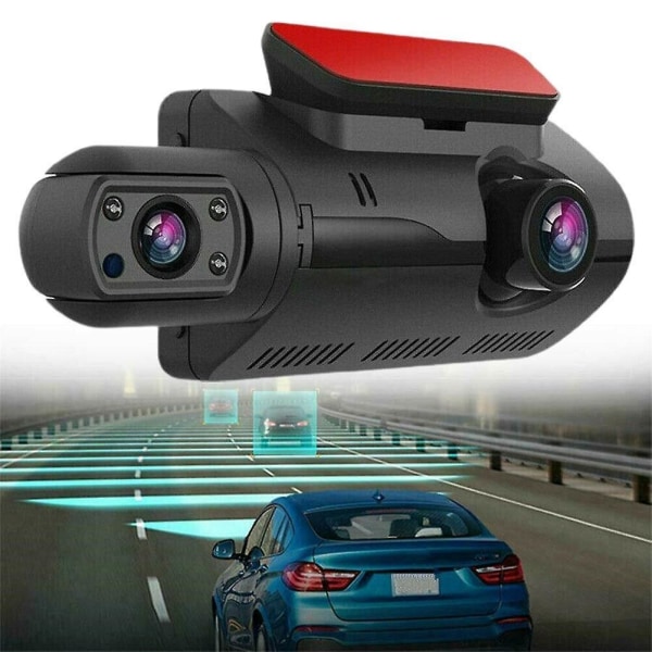 FHD Bil DVR Kamera Dash Cam Dubbelinspelning Dold Videobandspelare Dashkamera 1080p Nattseende Parkeringsovervakning G-sensor Dashcam Black