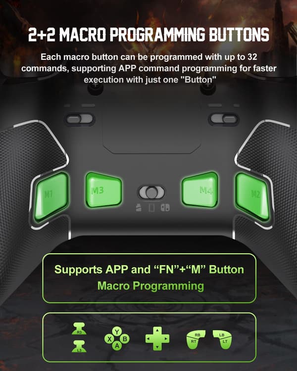 Grønn G21 Mobil Trigger Gamepad med 6-Finger Kontroll, Skyte Spilltilbehør