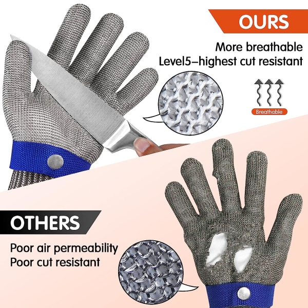 Anti-Cut Handskar Handskar Högpresterande skyddsnivå 5 Kökshandske Anti-Cut  arbetshandskar för att skära kött, fiskfilé, mandolin och ostron 1 st. 0891  | Fyndiq
