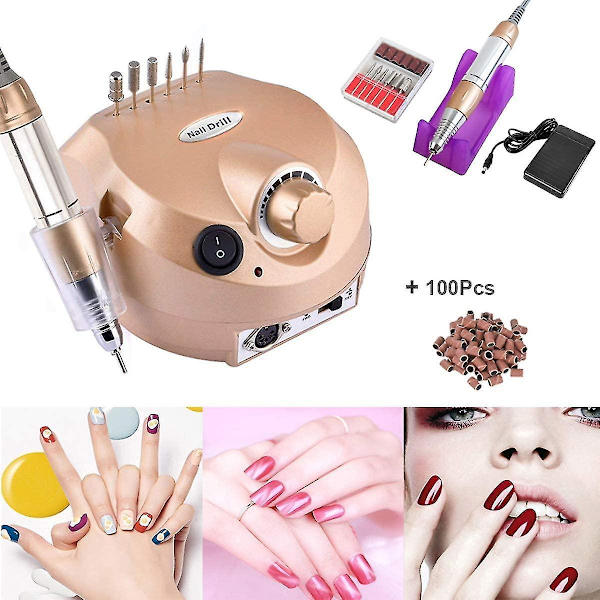 Elektrisk manikyr-maskin, nagelfilsfräs för salong, professionella manikyrverktyg gold