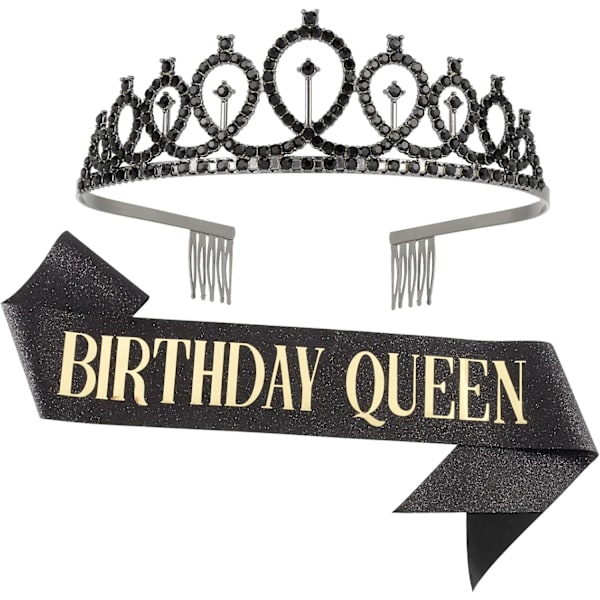 Fødselsdagskroner til kvinder Fødselsdagsdronning Sash & Rhinestone Tiara Sæt Fødselsdagstiaraer og Sash til kvinder