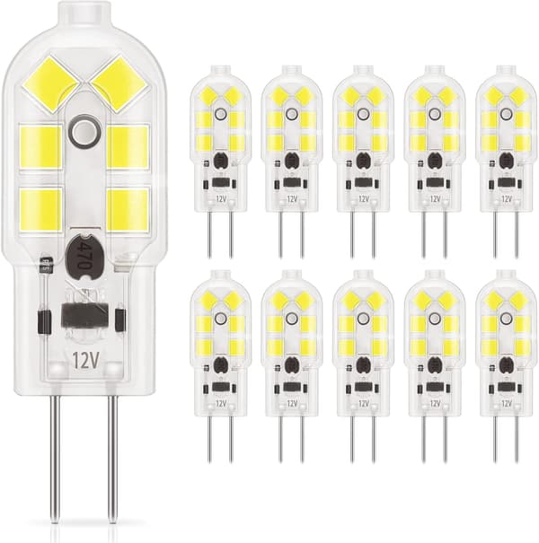 10 stk. G4 LED 2W pære, AC/DC 12V lyspære, 20W halogenækvivalent, erstatnings emhætte pendel lampe