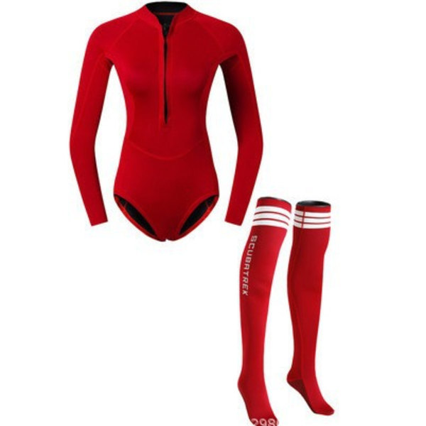 Vandsport Solbeskyttelse Surf Tøj, Farveblok Rundhals Lynlås Stil Briefs Endelt Våddragt XS