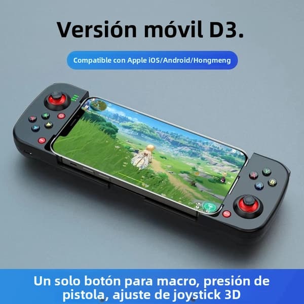 D8 Grå Bluetooth 5.2 Teleskopisk Spillkontroller, Kompatibel med Android, iOS, PS3, PS4, Switch, iPad