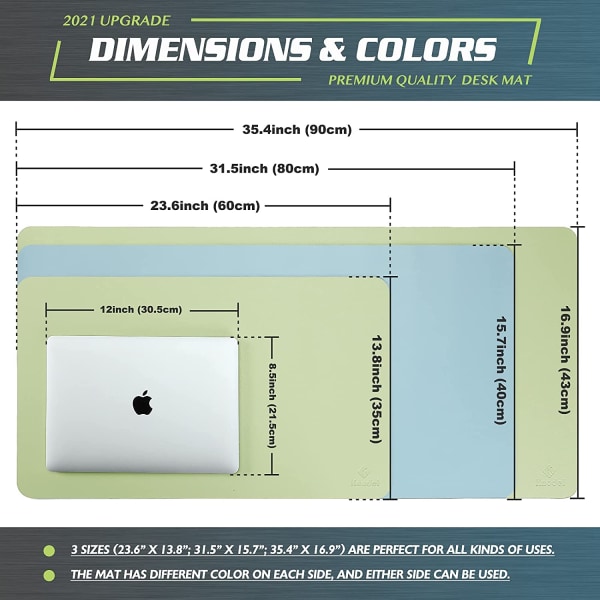 Skrivbordsmatta, Skrivbordsmatta, Skrivbordsmatta 35cm x 60cm, Laptopmatta, Skrivbordsmatta för kontor och hem, dubbelsidig (ljusgrön)