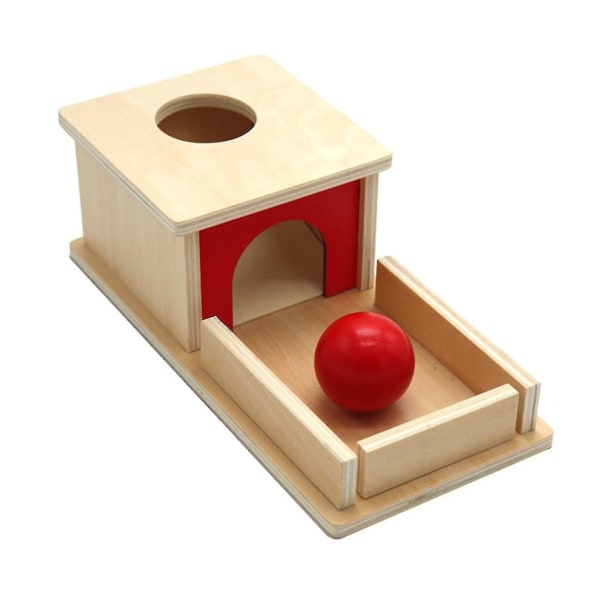 Sensoriell pedagogisk leksak Objekt Permanens Box med bricka och boll matchande spel barn