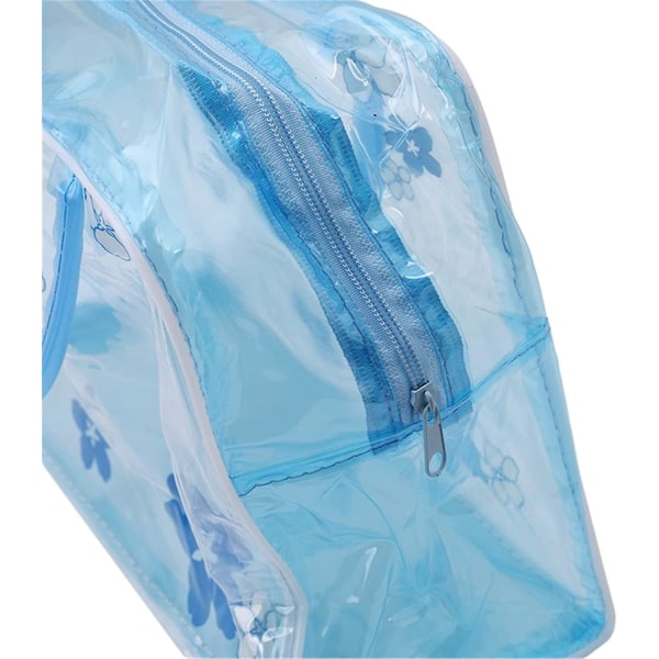Pvc blommig genomskinlig toalettväska Bärbar kosmetisk borstsats  förvaringsväska för resetillbehör, rosa Blue 534f, Blue