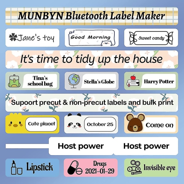 Bærbar Labeler Bluetooth Bear Label Maker, trådløs Mini Label Printer