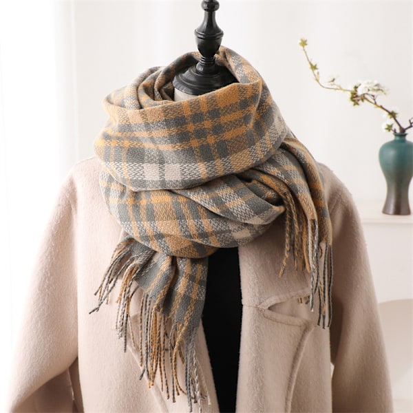 Ny Luksuriøs Vintervarm Sjal Mode Tartan Kvast Mode Sjal Til Mænd Kvinder Fortykkelse Lange Sjal Enkle 200X70cm Wrap Sjal 3