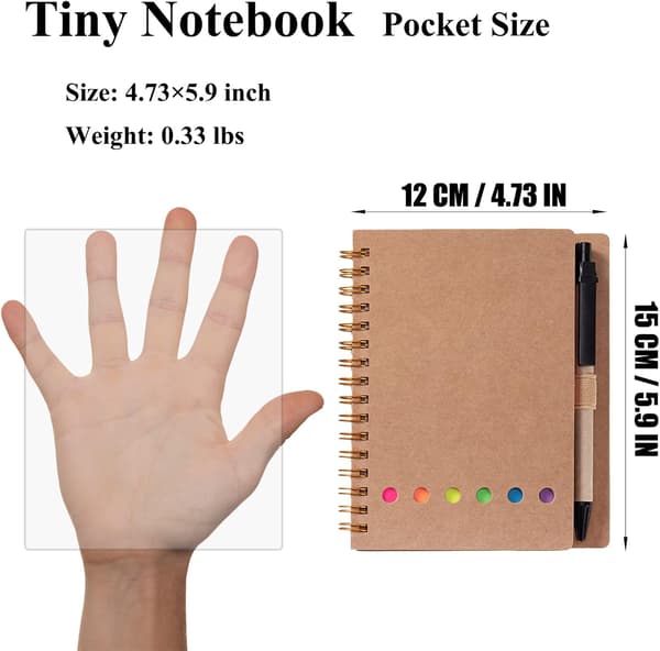 2 stk. spiral notesblokke foret notesblok med pen i holder, sticky notes, 4,73\"X5,9\" Kraftpapir omslag brun