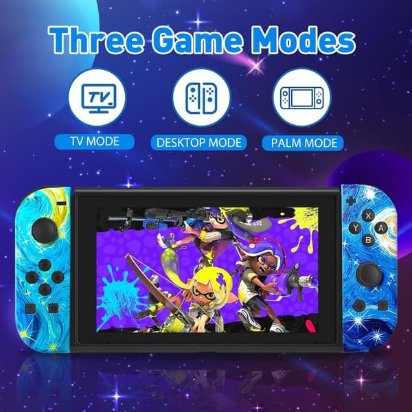 Grå Bluetooth Trådløs Spilcontroller til Nintendo Switch med Wake-up, Dobbelt Vibration, RGB-lys