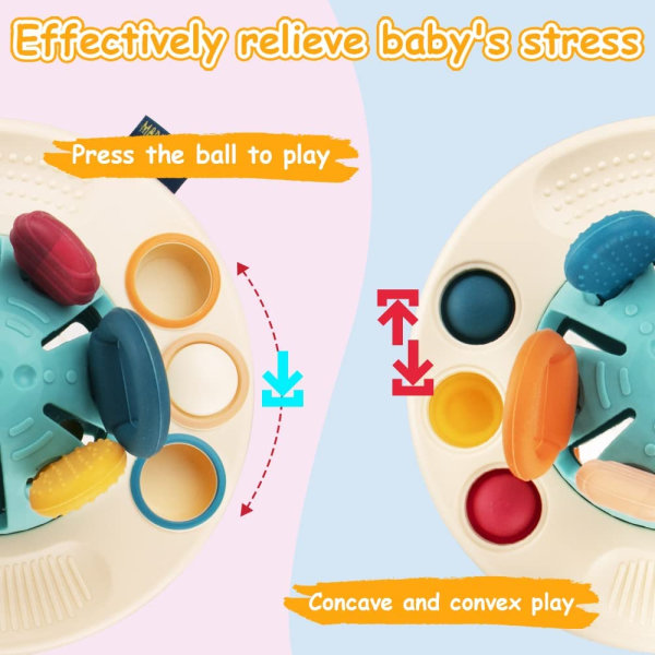 Baby Montessori-leksaker 12-18 månader, baby 6 till 12 månader, sensoriska leksaker för småbarn, UFO-matklassad silikondragsnöreaktivitetsleksak, reseleksaker