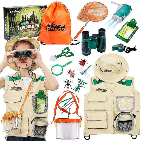 Kids Explorer Kit med väst Hatt Bug Catcher Kit Backyard Outdoor Adventure Set för pojkar och flickor 3-8 år gamla