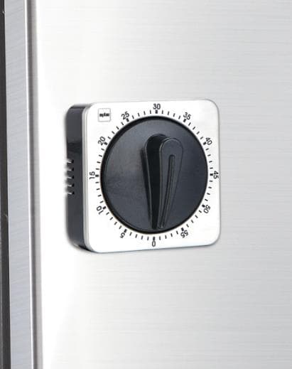 Mekanisk kjøkkentimer med timerfunksjon, magnet, rustfritt stål sølv/svart