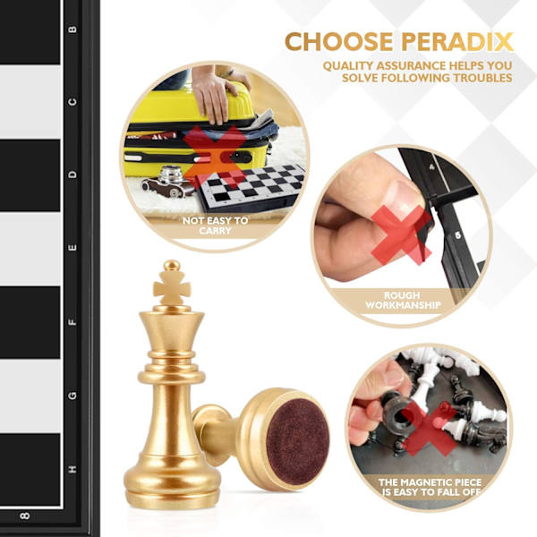 Deluxe Vikbart Magnetiskt Schackset, Guld och Silver Schackpjäser, Reseförpackning för Barn och Vuxna