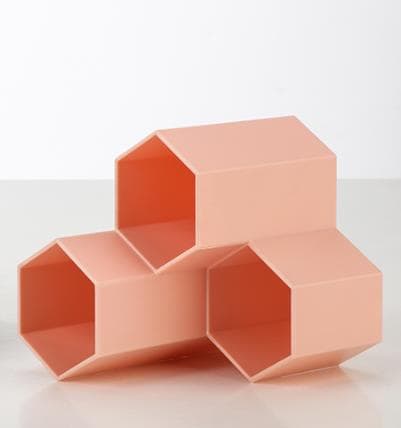 Hexagonal Pennhållare Behållare Plast Pennlåda Kontorsförvaringslåda Student Kontorsmaterial Rosa A