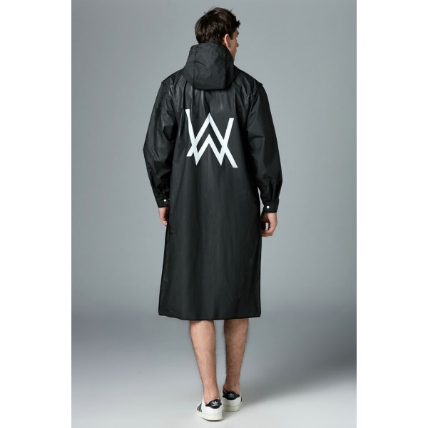 1-pack superlång mellanlång vindjacka för tjejer stilig cape personality poncho EVA personality-WV (svart, XL)