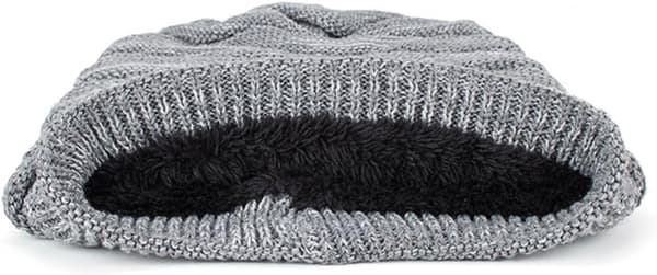 Vintermössa för Män Varm Stickad Lång Slouch Skull Cap Termisk med Mjuk Fleecefodring 2