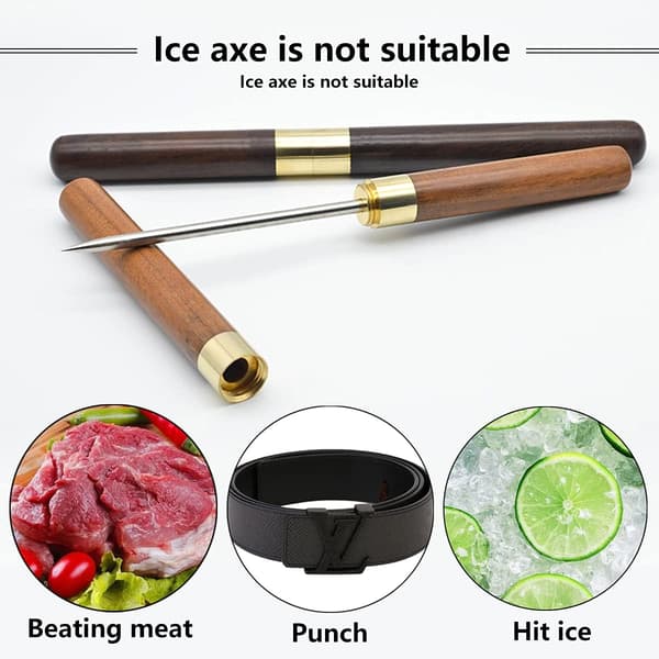 Ispickaxe 2 stk. Ispickaxe i rustfrit stål Iskrosser Punch med lågværktøj Ispickaxe Knuser Træpickaxe Værktøj Knust is til barer Kitc-301