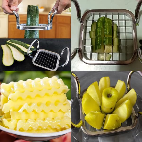 5 stk. kutter, 5 i 1 stål frukt grønnsak potetgull krøllekutter slicer blad erstatning
