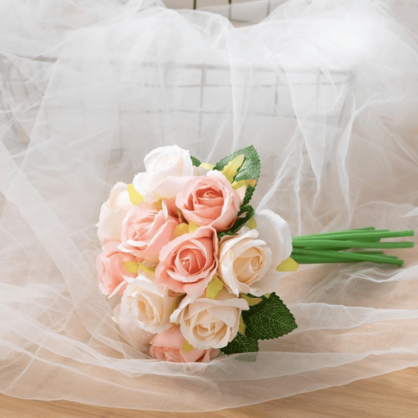 Kunstige roser, pink, 1 bundt