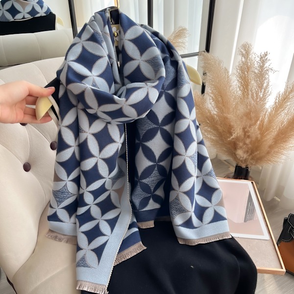 2024 Ny Vintervarm K cashmere-sjal Kvinna Lyxig Design Pashmina Tjock Sjal Filt Bufanda Foulard Resa Poncho Stolar 6