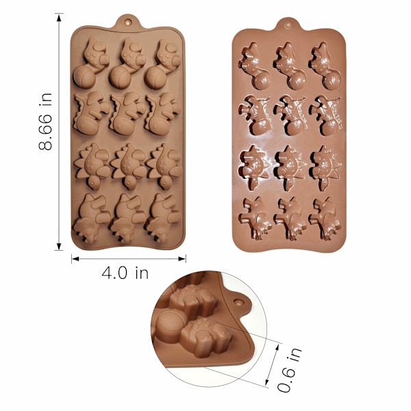 12-Hulls Dinosaur Sjokoladeform, Sett med 4 stk Ikke-Klebbende Silikon Dinosaurform for Godteri Sjokolade Gele, Isbiter