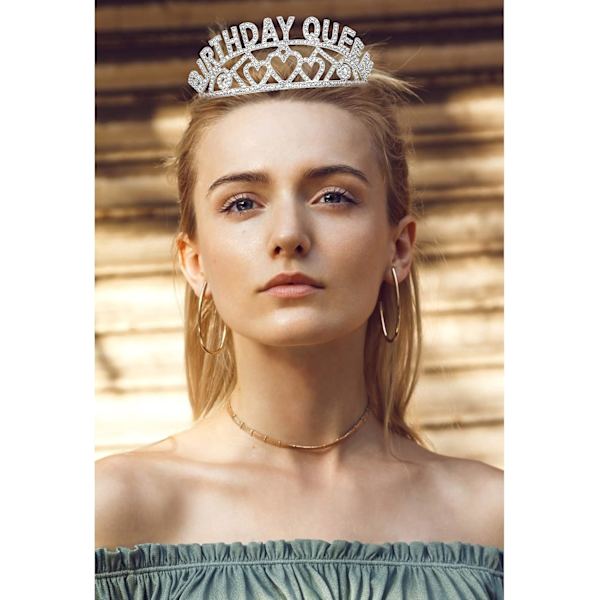 Silverfödelsedagskronan och Sash - Rhinestone Birthday Tiara och Sash (Flerfärgad bokstav)