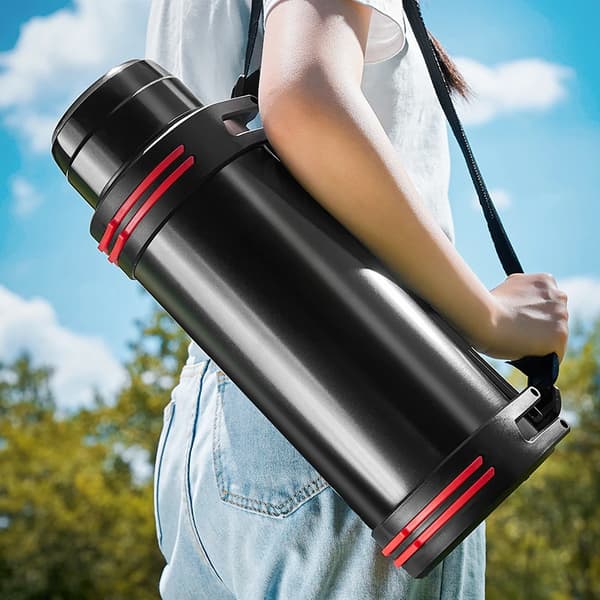 Silver 2000ML Stor Kapacitet Rostfri Stål Termosflaska för Utomhusresor, Håller Drycker Varma med 12–24 Timmar Termisk Isolering Silver 2000ml
