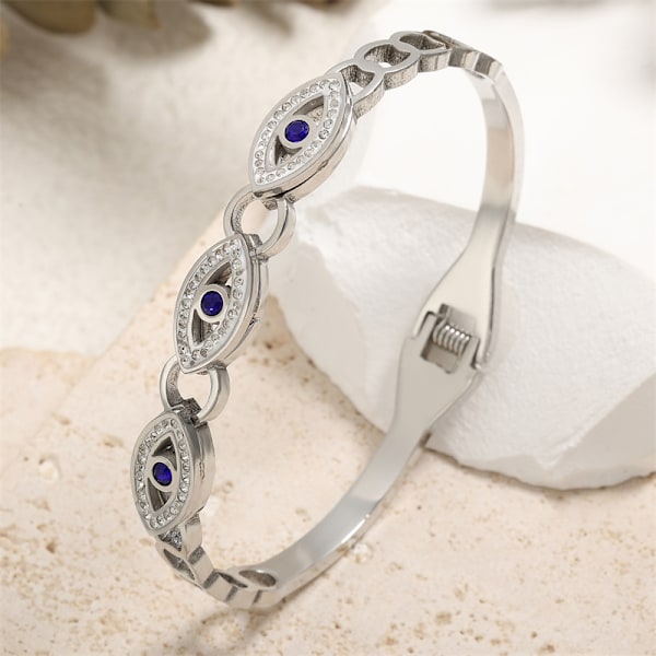Mote Hollow Tre Øyne Rustfritt Stål Armbånd For Kvinner Menn Gull Sølv Par Cubic Zirconia Armbånd Fest Daglig Smykker 3