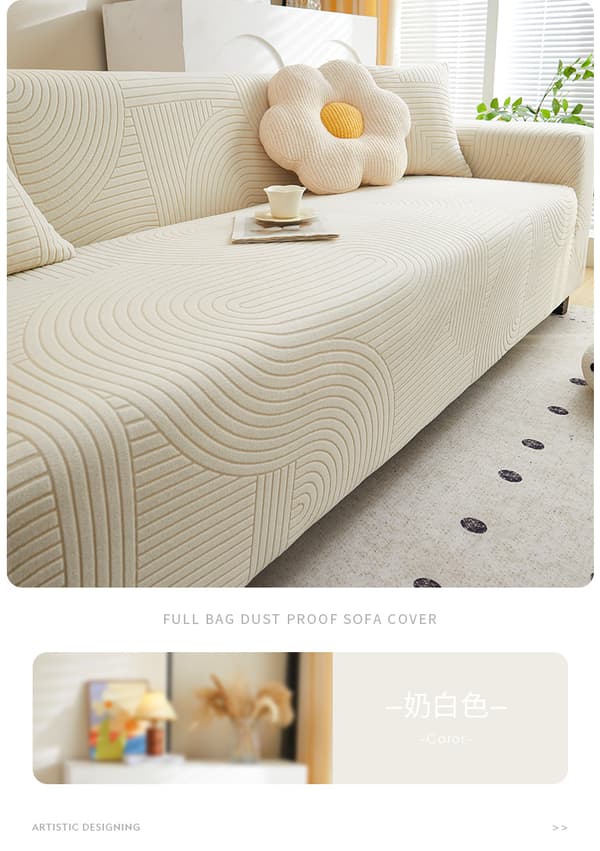 Korrugerad beige; 45×45cm örngott (fyllning ingår ej); Högelastisk fleece sofföverdrag, heltäckande allround korrugerad anti-katt-repa Pillowcase