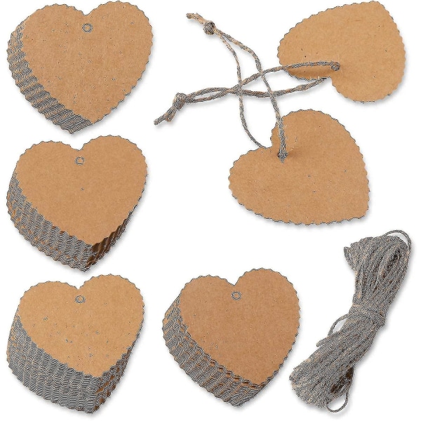 100 stk Valentinsgavemærker Kraftpapirmærker Hjerte Kærlighed Hjertepynt Hæng