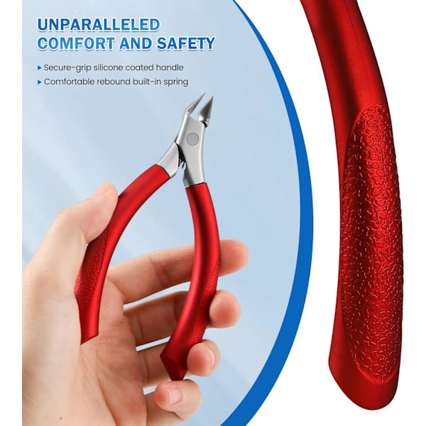 Nagelklippare för tånaglar, raka blad för att förhindra inåtväxta tånaglar, nagelklippare för tjocka naglar, ergonomiska fingernagelklippare röda