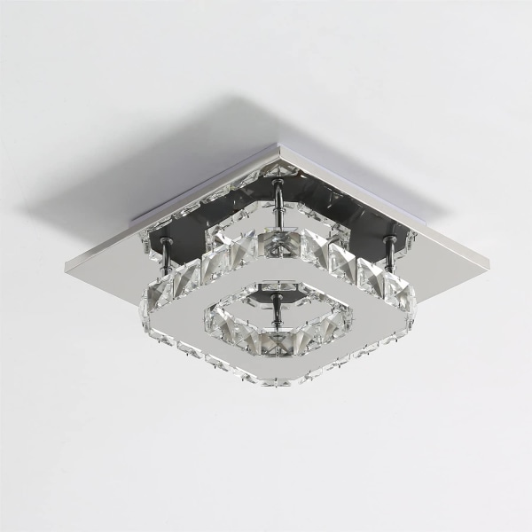 Kristall taklampa, rostfritt stål taklampa, 12W LED taklampa för vardagsrum hall sovrum