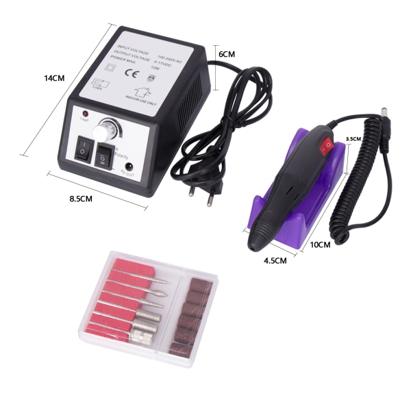 Electric Manicure, Manicure Nail Machine Manicure Machine Electric Pedicure Sander Machine with 6 Sanding Tips for Salon,Festival,Gifts