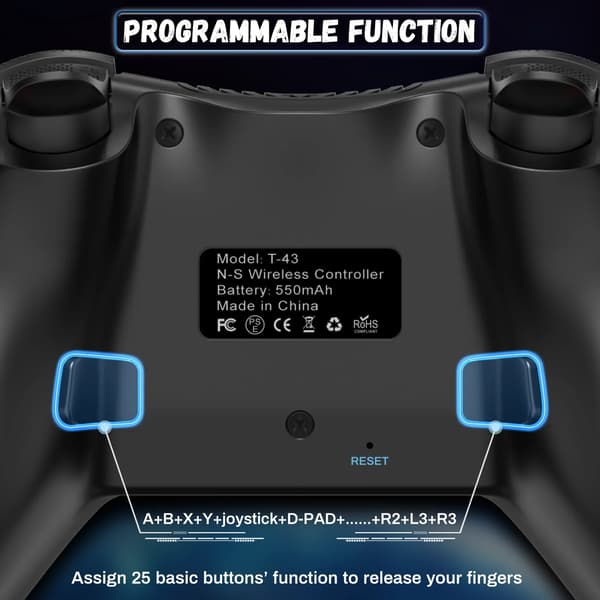 Hvid D11 Trådløs Bluetooth Spilcontroller Kompatibel med Switch, Android, iOS, PS Konsoller og Tablet
