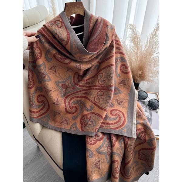 2024 Elegant Dam Pashmina Vinter Tjock Värme Dubbelsidig Fransar Sjal Kallsäker Vindtät Filt Sjal 11