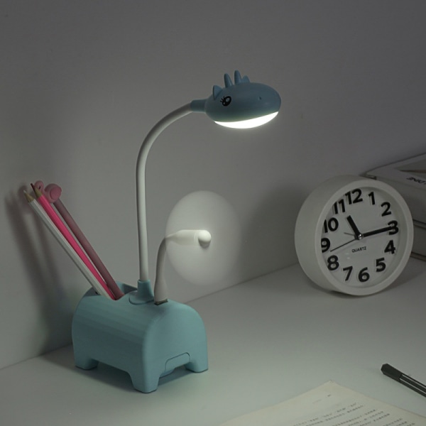 Lyserød LED-bordslampe til børn, dæmpbar tre-farvet skrivebordslampe, berøringsafbryder/USB-forbindelse/penholder, læselampe til børneværelse, arbejdsværelse, arbejde