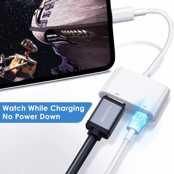 HDMI-adapter til iPhone til TV, [Apple MFi-certificeret] 1080P Digital AV Lightning-adapter, Plug and Play Sync Screen HDMI-stik til iPhone-320