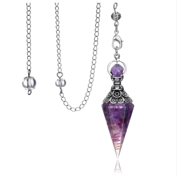 Chakra Krystallpendel Sekskantet Reiki Healing Krystallspisser Edelsten Divinasjonspendel For Divinasjon Skrying Wicca Amethyst