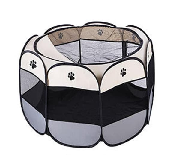 Sammenleggbar Hunde- og Katte Lekegrind, beige, grå, 90*90*60cm