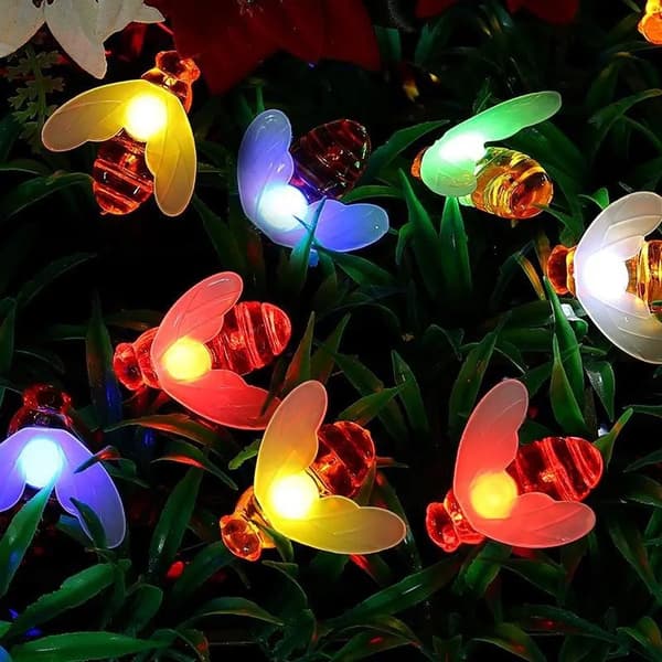 1 stk. solcellehagelys, 5M Bee Fairy String Light 8 moduser Vanntett utendørs/innendørs hagelys (hvit) B