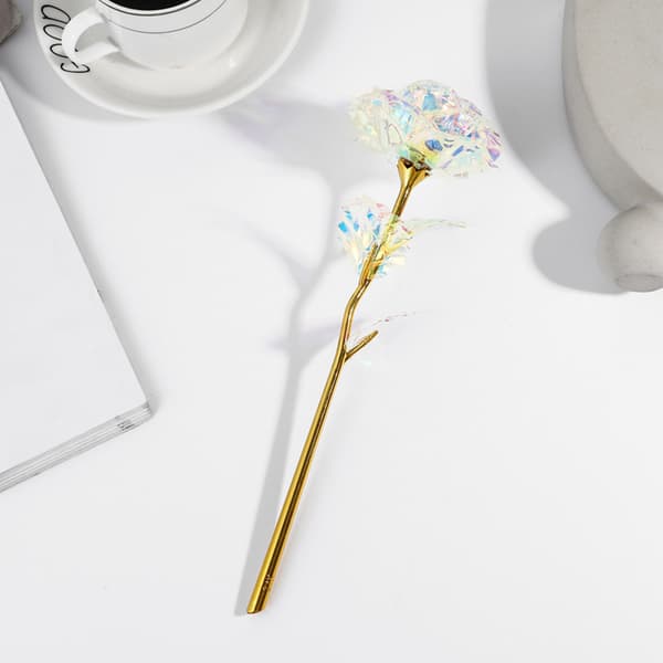 24K guldpläterade silverrosor med bas, presentförpackning för Alla hjärtans dag och Mors dag, guldblommor, heminredning. E