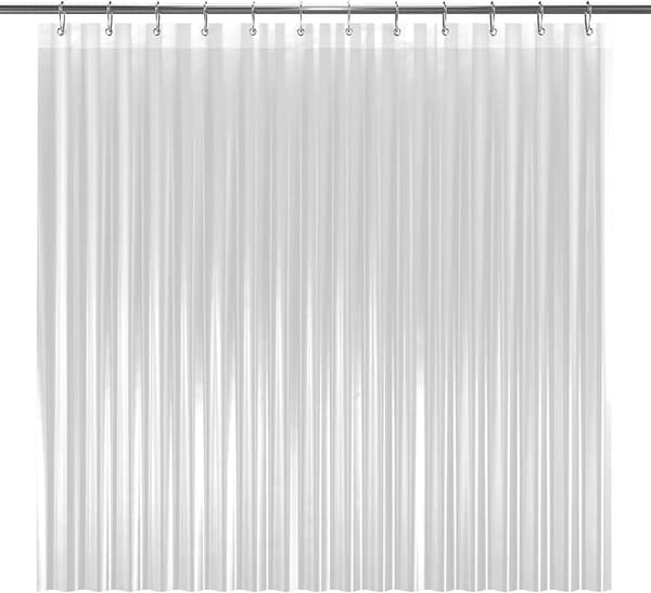 Duschdraperifoder för badrum, 180 cm B x 180 cm H, Transparent, 8G Kraftigt Vattentätt Duschdraperifoder