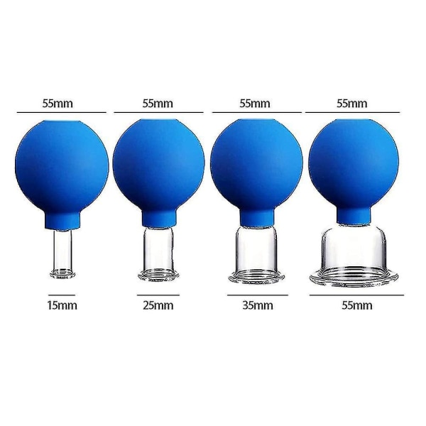 Pingglass med sugekule [4 stykker] - Ping av høy kvalitet Blue