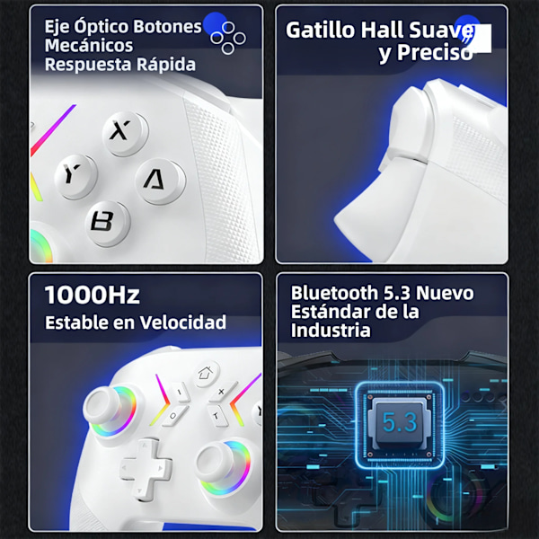Turkosröd trådlös Bluetooth-handkontroll med Type-C, kompatibel med PS4, iOS, Android, Switch och PC