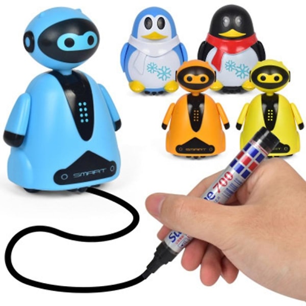Line Follower Robot Induction Educational Induktive Toys Diy Magic Pen Følg Line You Draw Kids Toy Penguin Blue