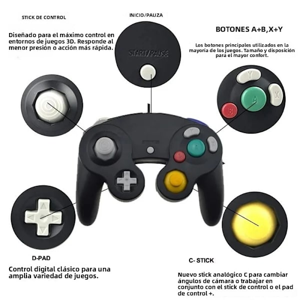 Gul Trådløs Spilcontroller, Kompatibel med Linux, Android-telefon, Spilleboks, Smart TV, 2.4G Gamepad Joystick