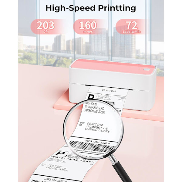 Pm-241 118mm Bluetooth Termisk Etiketprinter Trådløs Forsendelses Etiketprinter Kompatibel Med Iphone Android Windows Bredt Anvendt