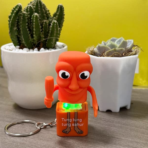 2 st 3D-printade virala uttryck tränyckelringsfigurer, samlarobjekt nyhetspresent för vuxna